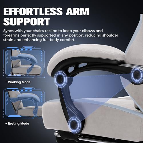 GTPLAYER Gaming Chair, Ergonomic Computer Chair with Footrest and Lumbar Support, High Back Recliner Chair 350lbs, Height Adjustable for Home Office, Grey - color: Grey