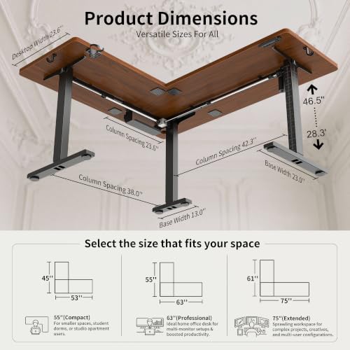 WALKINGDESK 63X55 Inches Reversible L Shaped Standing Desk Height Adjustable with Cup Holder, Electric Corner Computer Desk, Sit Stand up Home Office Desk, Ergonomic Gaming Desk, Black Walnut - color: Black Walnut, size: 63" with Cup Holder