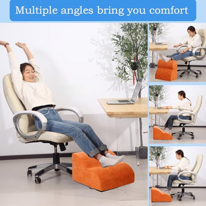 Foot Rest for Under Desk at Work.Multifunctional 3-Tier Foot Stool - color: Orange