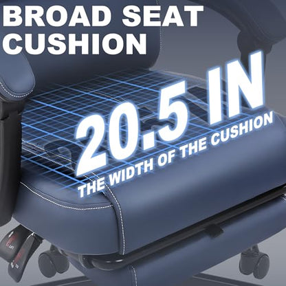 Misolant Big and Tall Office Chair with Footrest, High Back Desk Chair with Linkage Armrest, 90-155° Recline Executive Computer Chairs with Adjustable Height for Home - color: Navy Blue