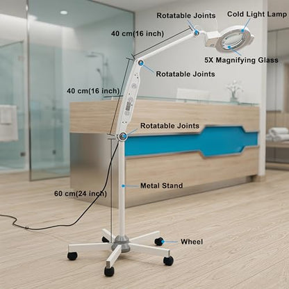 Elitzia 5X Magnifying Floor Lamp with Light for Esthetician