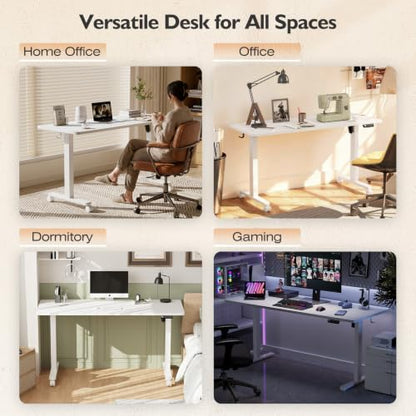 Monomi 55‘’x24 Electric Standing Desk Height Adjustable Sit Stand Up,White | Ergonomic Home Office Computer Desk with Memory Preset, Gaming Writing Study Bedroom Rising Table with Two-Piece Desktop - color: White, size: 55x24