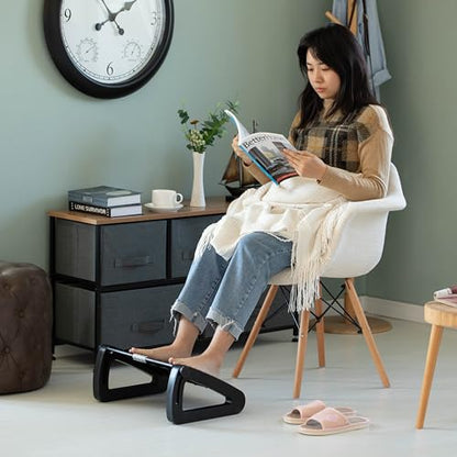 Black Triangular Footrest Massage Under Desk with Soothing Massage Points and Rollers, Adjustable Foot Stool Support with 6 Height Positions