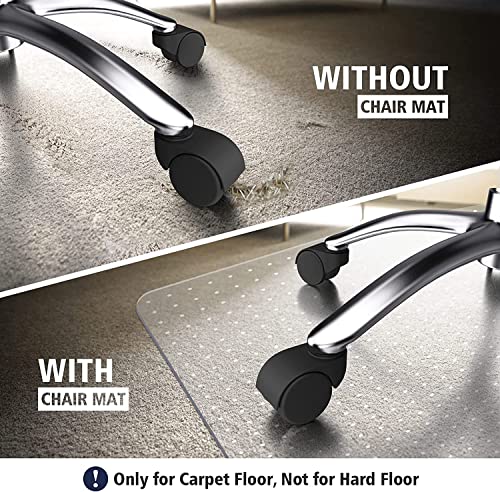 Azadx Chair Mat for Carpet 48"x 36" with Lip Chair Mat Thick and Sturdy | Office Chair Mat for Carpet Protector Floor Mat on Low Pile Carpets Easy Glide Rolling Desk Computer Chair Mat for Home - size: 36 x 48'' for carpet