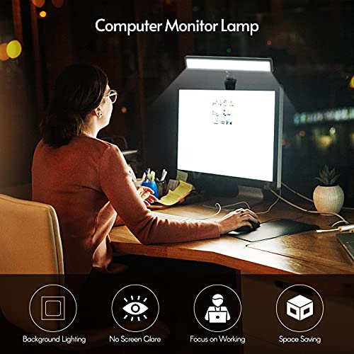 Andoer Computer Laptop Monitor Light Bar Video Conference Light Screen Lamp Fill-in Lamps USB Powered 3 Color Temperature Dimmable with Mini Tripod Screen Clamp for Video Conferences Remote