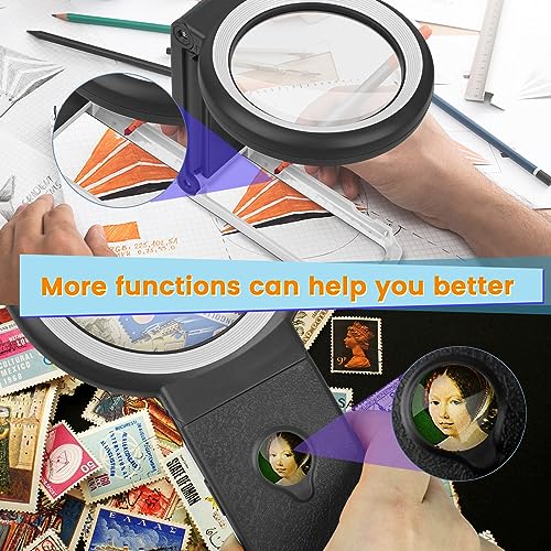 Magnifying Glass with Light and Stand 5X 10X Large for Reading