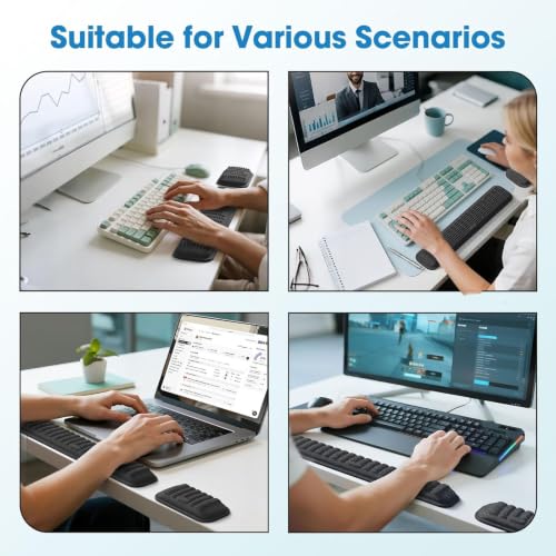 MEKASS Ergonomic Wrist Rest for Keyboard and Mouse, Soft Memory Foam Keyboard Wrist Rest Set with Non-Slip Silicone Base, Easy Typing, Pain Relief, Comfort for Office, Work, Gaming (Classic Black) - style: Black