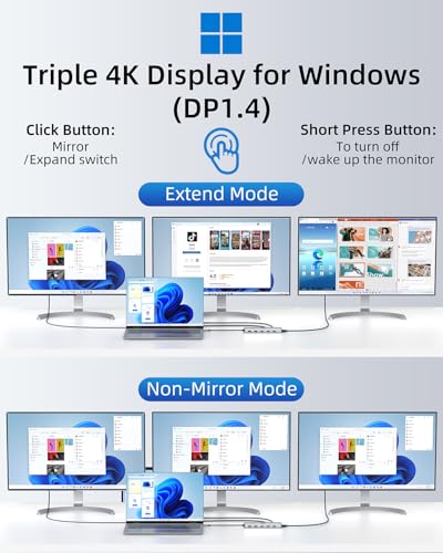 13-in-1 Laptop Docking Station Dual Monitor 4K, 2 HDMI USB C Hub LIONWEI - color: 13-in-1[2 HDMI+DisplayPort]