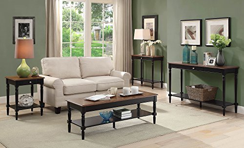 Convenience Concepts French Country Ladder Bookshelf 25" - Classic Living Room Bookcase for Traditional, Modern Office, Family Room & Home Office, Dark Walnut - color: Dark Walnut / Black