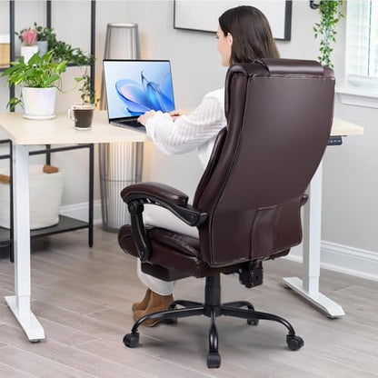 OFIKA Office Chair,Executive Heavy Duty Office Chair with Foot Rest Ergonomic High Back Computer Gaming Chairs Home Office 400lbs,Big and Tall with Lumbar Support (BRW) - color: Foot Rest-brown