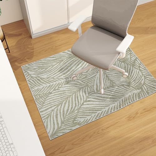 Office Chair Mat for Hardwood Floor, 48"x36" Easy Glide Computer Desk Mat Protector for Rolling Chair Under Desk Rug Nonslip Backing, Machine Wash (Modern) - color: Beige Leaf, size: 36"x48"