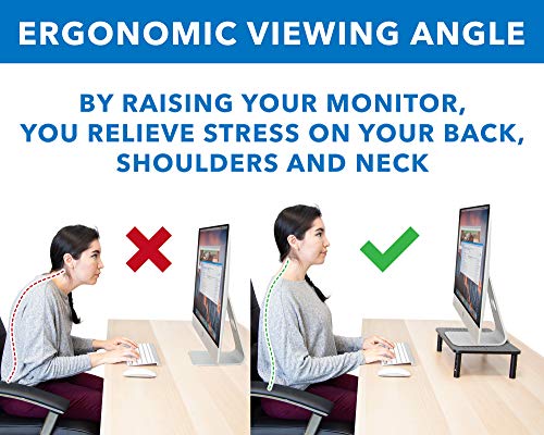Mount-It! Metal Monitor Riser 2-Pack | Height Adjustable Computer Display and Laptop Stand for Desktop | Fits Up to 32" Screens, 44 Lbs Capacity, Set of Two Risers - size: Set of 2