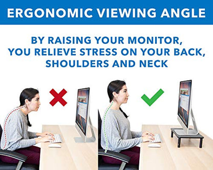 Mount-It! Height Adjustable Single Monitor Riser | Metal Mesh Computer Screen Platform | Desktop Riser for Laptop, Monitor, and Printer | 44lbs Capacity (Black) - size: Set of 1