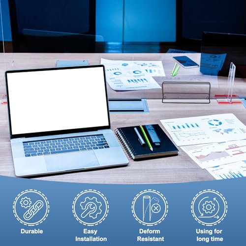 PATIKIL Baffle Desk Divider Clamp, 2 Pcs Punch-Free Base Desk Shield Clamp Desk Divider Partition Clamp Privacy Panel Bracket Holder for DEST Partition Support Office Desk, White - color: White