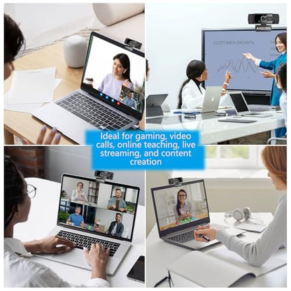 Wodgreat 1080P Webcam Computer Camera with Microphone & 95° Wide View - Auto Light Correction USB Webcam for PC, Mac, Laptop, Desktop - Built-in Privacy Cover Plug & Play for Zoom/Skype/Streaming