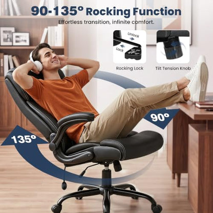 Ergonomic High Back Office Chair with Inflatable Lumbar Support - color: Black
