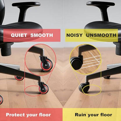 Office Chair Wheels Replacement Rubber Chair Casters Heavy Duty - color: Blacks