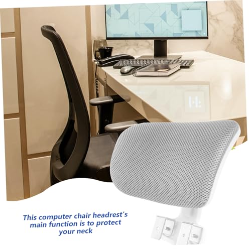 Chair Head Pillow White Headrest Pillow for Office Chair Ergonomic Design Easy to Install Adjustable Height - color: White