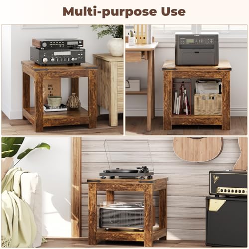 Homieasy End Table, 20x20 Square Side Table for Living Room, Rustic Brown - color: Rustic Brown