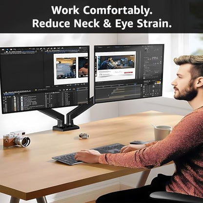 Dual Monitor Arm Desk Mount – Adjustable Gas Spring Monitor Stand for 13”–34” Screens, Full Motion Swivel, Tilt & Rotation, Heavy Duty VESA Mount for Gaming, Programming, and Office Setup - style: Dual Monitor Arm
