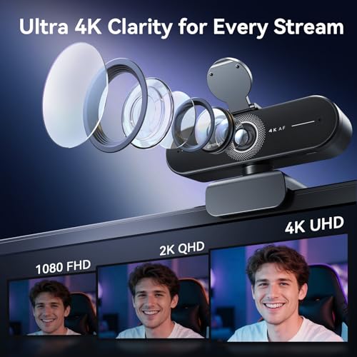 EMEET C60E 4K Webcam with Tripod, Streaming Camera with PDAF Autofocus, Dual Microphones, Auto Light Correction, 73° FOV, Plug & Play USB Webcam for Live Streaming, Gaming & Real-Time Interaction - style: Single-Camera w/ Tripod