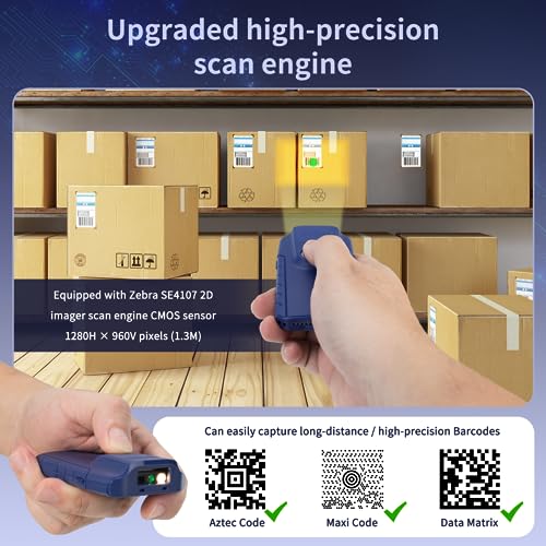 NETUM Bluetooth 2D Barcode Scanner, 3-in-1 Portable QR Bar Code Reader | Automatic Wireless Gun Scan Back Clip Work with Tablet iOS Android Windows MacOS for Warehouse Inventory POS (2D - E950) - size: 2D - E950