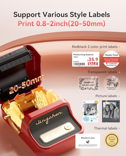 NIIMBOT Label Maker, B21 Pro 300DPI HD Sticker Printer for Photos, Red | Red&Black Dual-Color Printer, Bluetooth Sticker Maker for Notes, Study Graphics, Memo Maker, Come with 2'' x 1.2'' Label Roll - color: Red