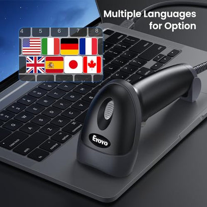 Eyoyo USB Handheld 2D QR Code Scanner PDF417 Data Matrix Barcode Scanner | Wired Automatic Bar Code Reader, Long USB Cable, for POS Mobile Payment, Supermarket, Warehouse - color: Gray