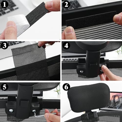 Tofficu Adjustable Computer Chair Head Cushion Office Chair Headrest Attachment Breathable Mesh Neck Protection Headrest Detachable Retrofit for Office Desk Chairs 11.02X8.66X3.93 in - size: Black-Clip inner diameter 2.6 cm