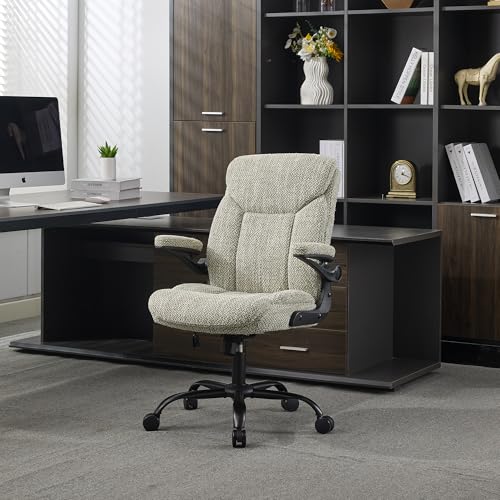 Ergonomic Home Office Chair Fabric Comfy Computer Chair, Mint Green | Flip-up Armrest, Height Adjustable, Lumbar Support, 360° Swivel Wheels Managerial Executive Chairs for Work Gaming Home Use - color: Mint Green