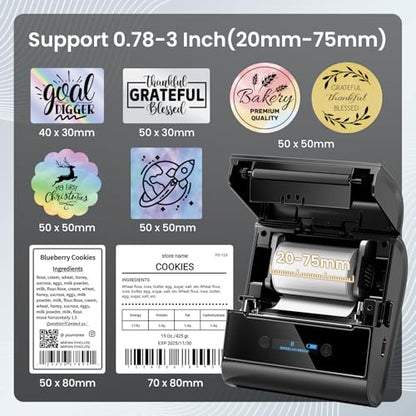 Ponek 3 Inch Label Maker Machine with Tpae, M260 Barcode Label Printer for Small Business, Office, Home, Address Sticker Printer Compatible with Phones & PC, Black