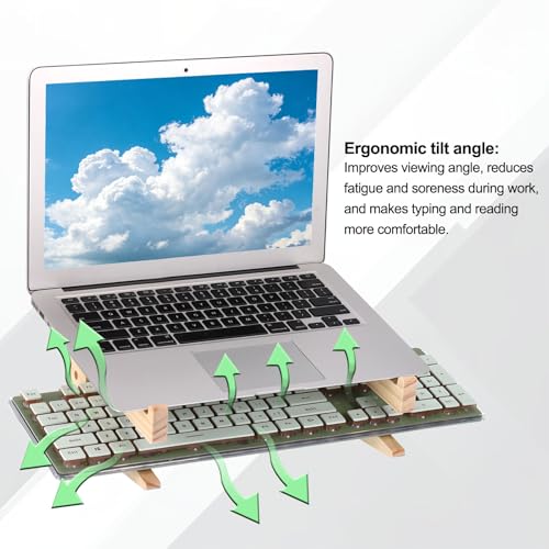 PATIKIL Wooden Laptop Stand, 1 Pack Dual-Use Laptop Stand Vertical Sturdy Pine Wood Anti-Slip Ventilated Space-Saving Notebook Riser for 13-18 Inch Desk Tablets, Koi-Shaped - size: 13-18 Inch