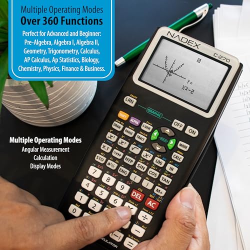 Scientific Calculator with Graphing, Includes Carrying Case, for College and High School Students, Calculus, Algebra, Geometry, Trigonometry, Statistics, Physics, Chemistry, Black - color: Black