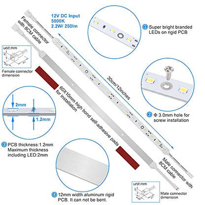 Litever Under Cabinet LED Lighting Kit Plug in 13W Daylight White 5000K - color: Daylight 5000K