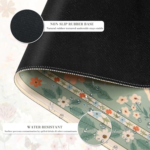 iCasso Green Large Mouse Pad, Desk Matt for Desktop | XXL Desk Mat for Keyboard and Mouse, Anti-Slip Big Mousepad Computer Mat with Stitched Edges - color: Insect-green