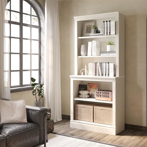 Bevfint 72" Tall Bookcase, White Large Floor Standing Bookshelf for Hallway | 5 Tier Shelves Open Storage Organizer with Anti Tipping Device, Book Case for Living Room Kitchen Home Office Bedroom - color: White, size: Large