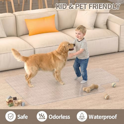 Office Chair Mat for Low Pile Carpet, 48"x60" Clear Smooth Glide with Lip - size: 48X60inch
