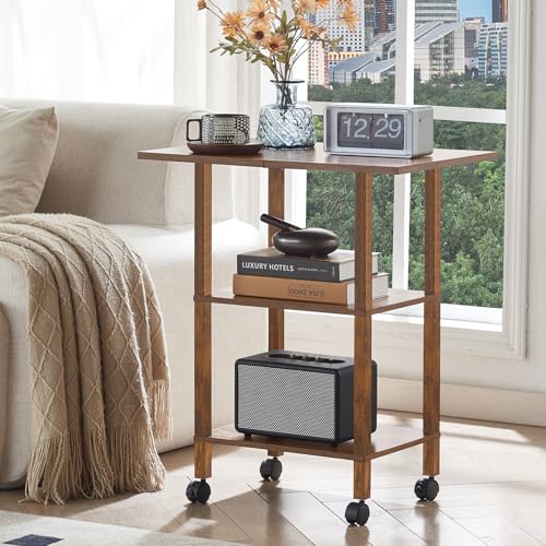YUFAM 3 Tier Home Printer Stand with Storage, Brown - color: Brown, size: 15.75"D×23.65"W×25.7"H