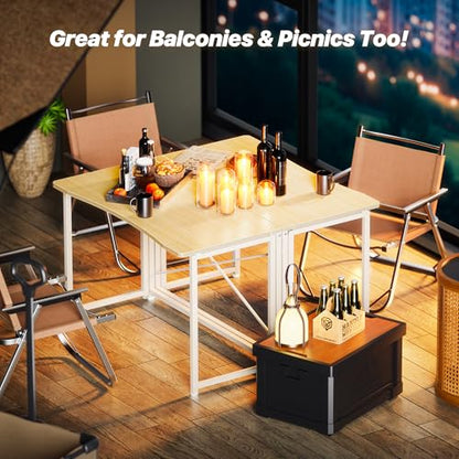 Huuger Folding Desk for Small Spaces, 39.4 Inch Foldable Computer Table - color: Oak, size: 18.9"D x 39.4"W