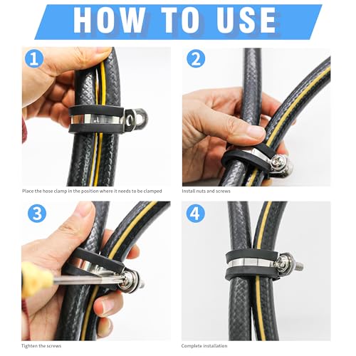 12PCS 1-3/4" Cable Clamps | Enhanced Riveted Reinforcement, 304 Stainless Steel, Rubber Cushioned Insulation, For Loop, Pipe and Metal Wire Use - size: cable clamp-1-3/4"(45mm) 12pcs