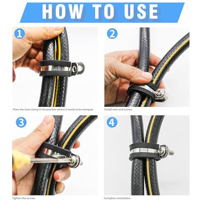 1" Cable Clamps, 20PCS, 304 Stainless Steel | Rubber Cushioned Insulated Loop, Riveted Reinforce, Anti-Vibration P-Clamp, For Wire, Hose, Tube & Conduit - size: cable clamp-1"(25.4mm) 20pcs