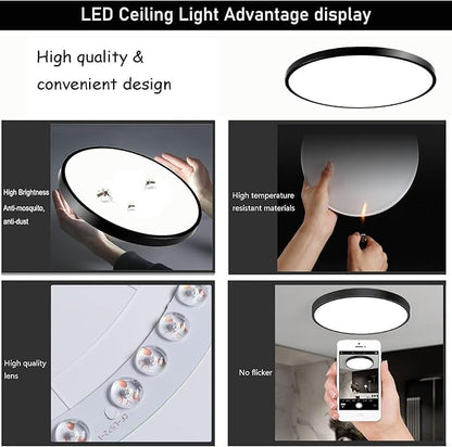16Pack 12Inch 3200LM LED Flush Mount Ceiling Light,28W White 6000K,120V Slim Surface Mount Ceiling Light Fixture for Kitchen Bedroom Living Room - size: 16Pack-28W-12Inch-Round