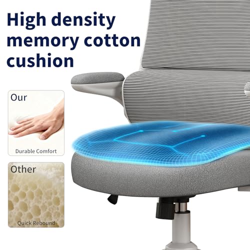 Ergonomic Office Chair - Desk Chair with Adjustable Headrest Lumbar Support Computer Chair - Mesh Comfy Chair with Flip-up Armrests - Gaming Chairs for Adults Home Office (White+Gray) - color: White+gray