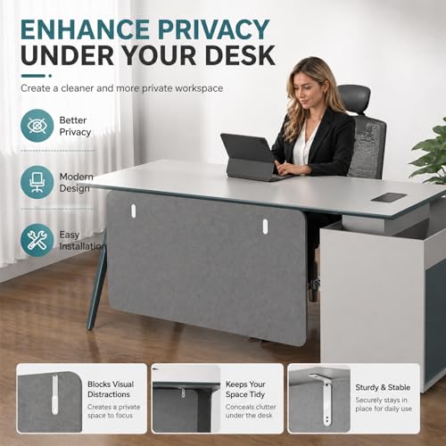 JSWHYBD Under Desk Privacy Panel with Metal Brackets, Felt Modesty Divider for Office Table, Workspace Partition Screen for Home, Classroom, Library Green 120 * 40cm/47 * 16in - color: Green, size: 120*40cm/47*16in