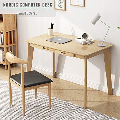 IOTXY Solid Wood Writing Desk - Home Office Laptop Computer Table, Oak - color: Oak, size: 100CM