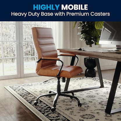 Flash Furniture LeatherSoft Executive Office Chair, Brown/Black | 360° Swivel, Height Adjustable, Commercial Grade - color: Brown Leathersoft/Black Frame