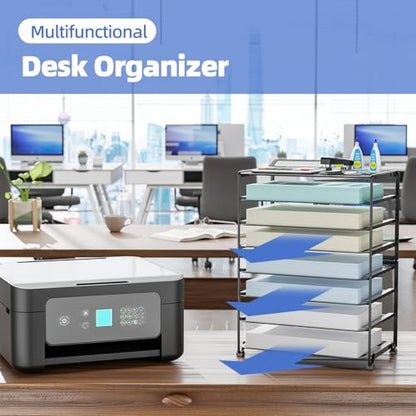 Simple Trending 2 Pack 8 Tier Letter Tray Paper - Mesh Desk File Organizer for Office School Desktop, Black