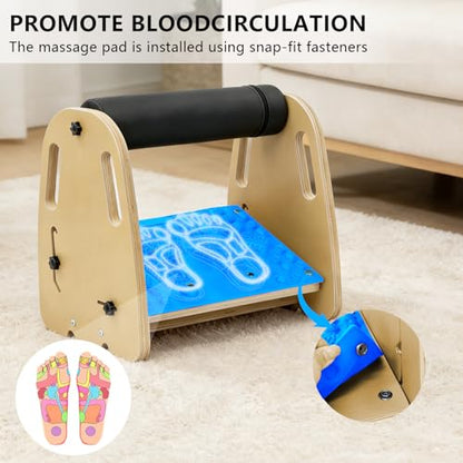 Under Desk Foot Rest,Massage & Leather Pads,3 Height Levels-Blue - color: Blue