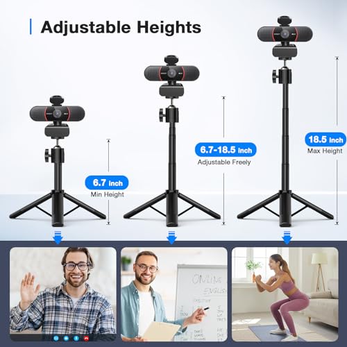 EMEET C960 4K Webcam with Tripod, 3 Adjustable Height, 360° Swivel Head - style: 4K Tripod