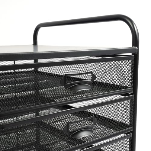 Rolling File Cabinet with 5 Drawers, Filing Cart Under Desk Storage Office Organizer with Table Top & Wheels, Utility Cart File Folder Printer Stand, L11.8×D15×H24.4in, Black - size: 5 Tier